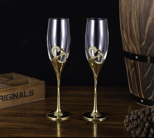 “Matrimonial” Crystal champagne flute set of 2